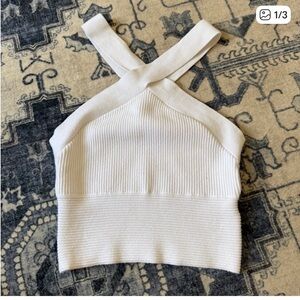 Abercrombie & Fitch White Ribbed Crop Tank Top